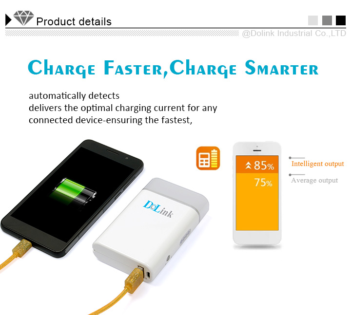 5200mAh Fast Charging High Capacity External compact power bank with CE, FCC and RoHS