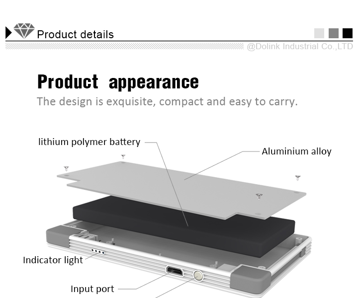 With cable 4000 mAh universal external mobile battery charger