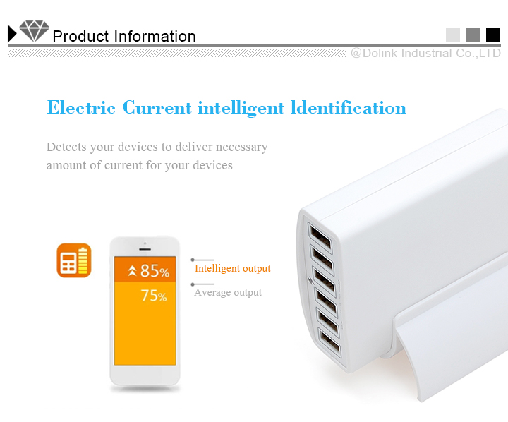 Most Powerful Smart 60W 6 Port 12A Multi USB Charger