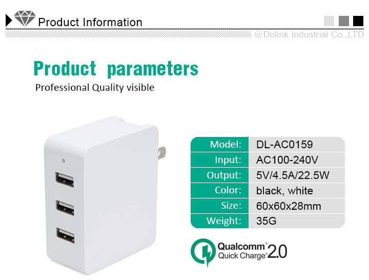 Triple usb ac charger dc adapter 24v 2 5a, usb wall charger