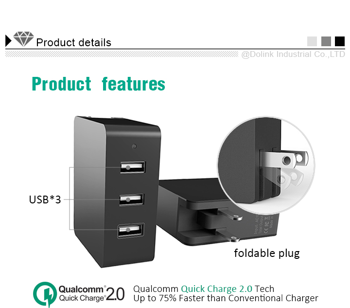 Triple usb ac charger dc adapter 24v 2 5a, usb wall charger